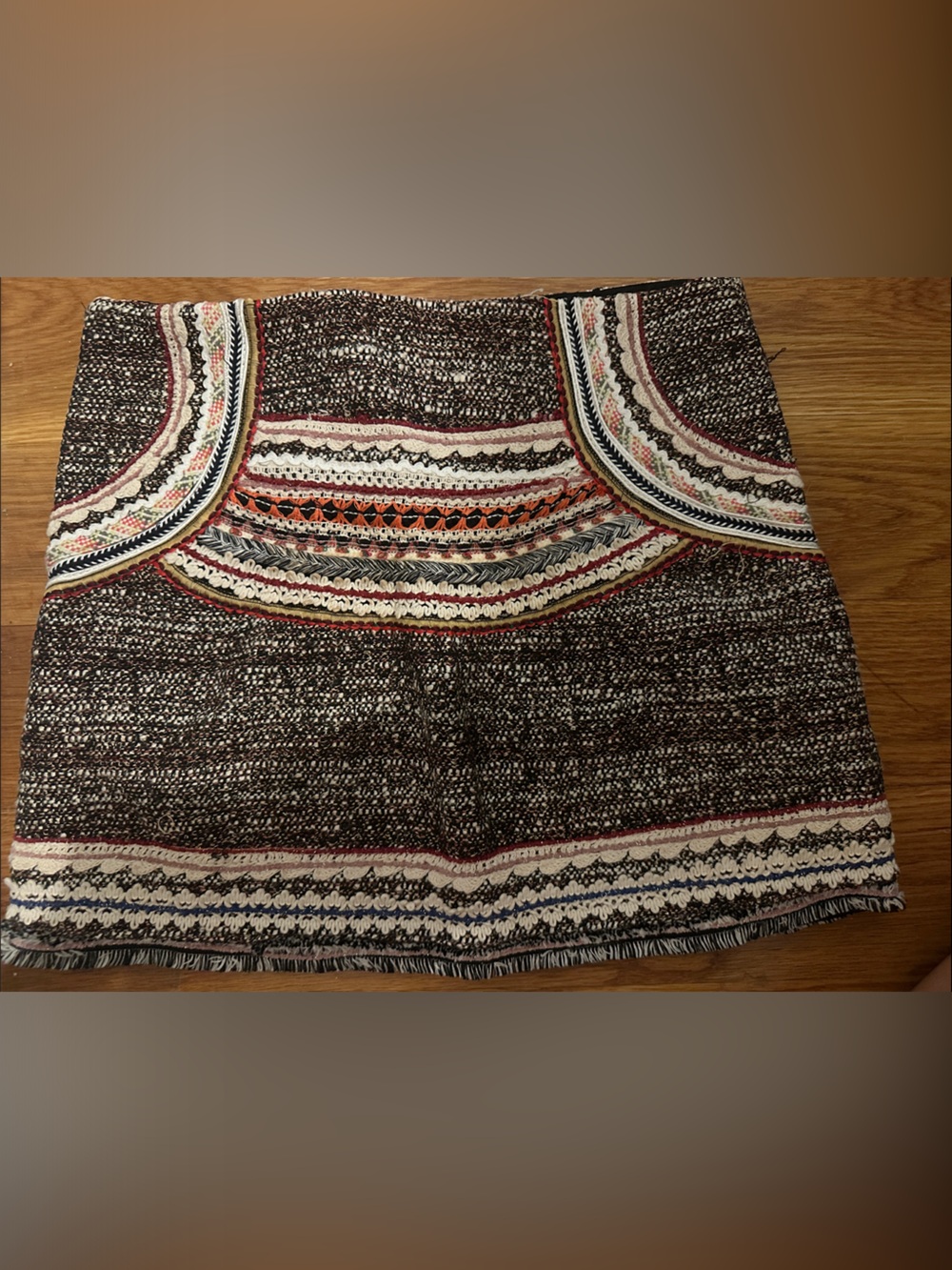 Zara Multicolor Patterned Mini Skirt - Black, White, Red, Orange, Blue